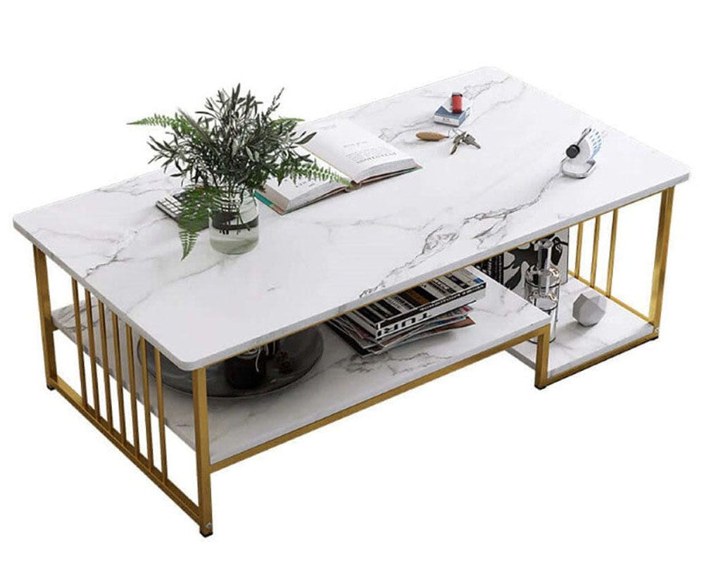 Coffee Table with Marble Texture – Modern Rectangle Coffee Table Design