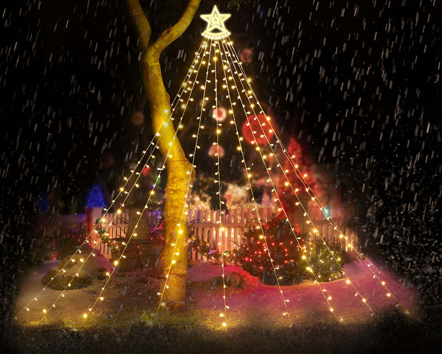 solar LED fairy lights, Solar 350 LED String Lights Waterfall Fairy
