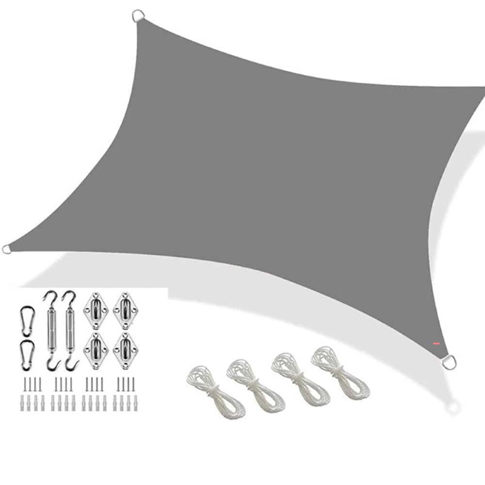 Sun Shade Sail Rectangle – Waterproof Sunscreen Awning Canopy, 95% UV Block, Outdoor Garden Patio, Party, Backyard, Yard, Camping Shelters (4 x 4m, Grey)