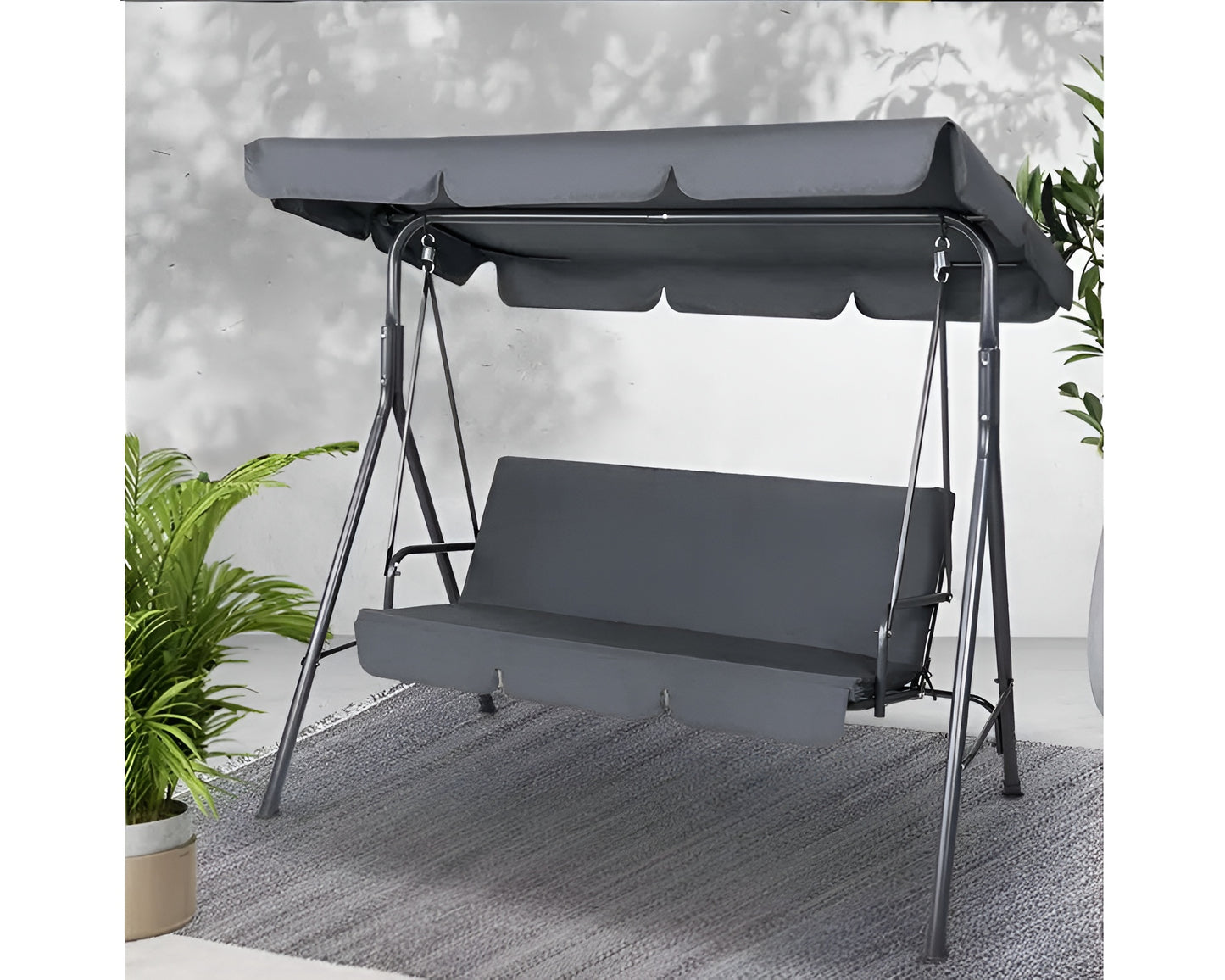 Outdoor Swing Chair Hammock Garden Canopy Bench 3 Seater - Grey