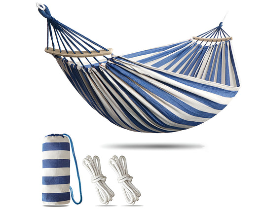 Garden Cotton Hammock - Comfortable Fabric Hammock with Spreader Bar Durable Hammock Up to 450lbs | Portable Lightweight Hammock with Travel Bag