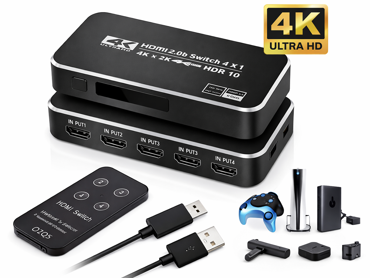 HDMI Switch 4x1, 4K@60Hz HDMI Switch