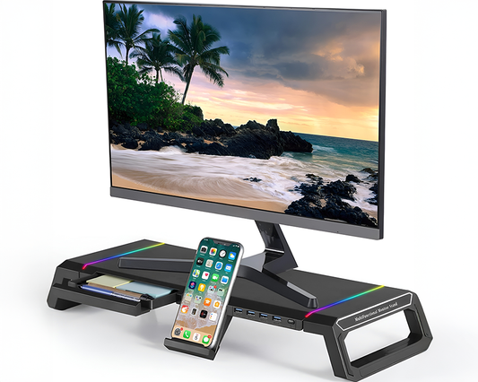 Monitor Stand Riser – Foldable Monitor Stand Riser with RGB Lights