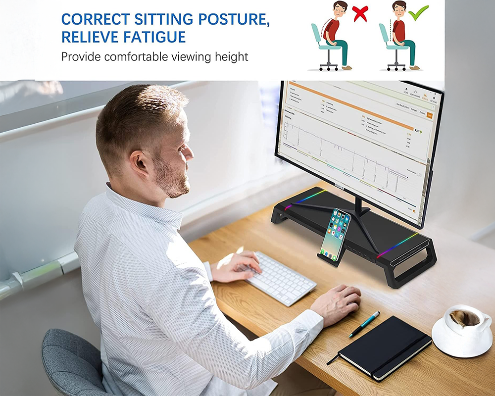 Monitor Stand Riser – Foldable Monitor Stand Riser with RGB Lights