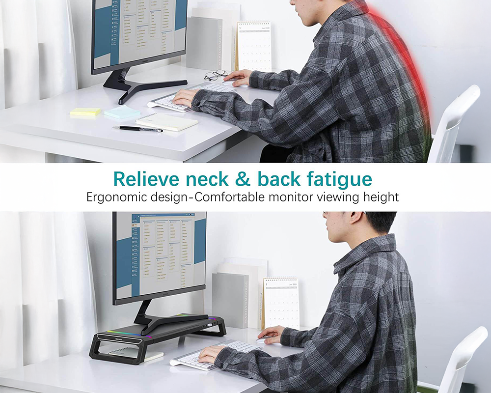 Monitor Stand Riser – Foldable Monitor Stand Riser with RGB Lights