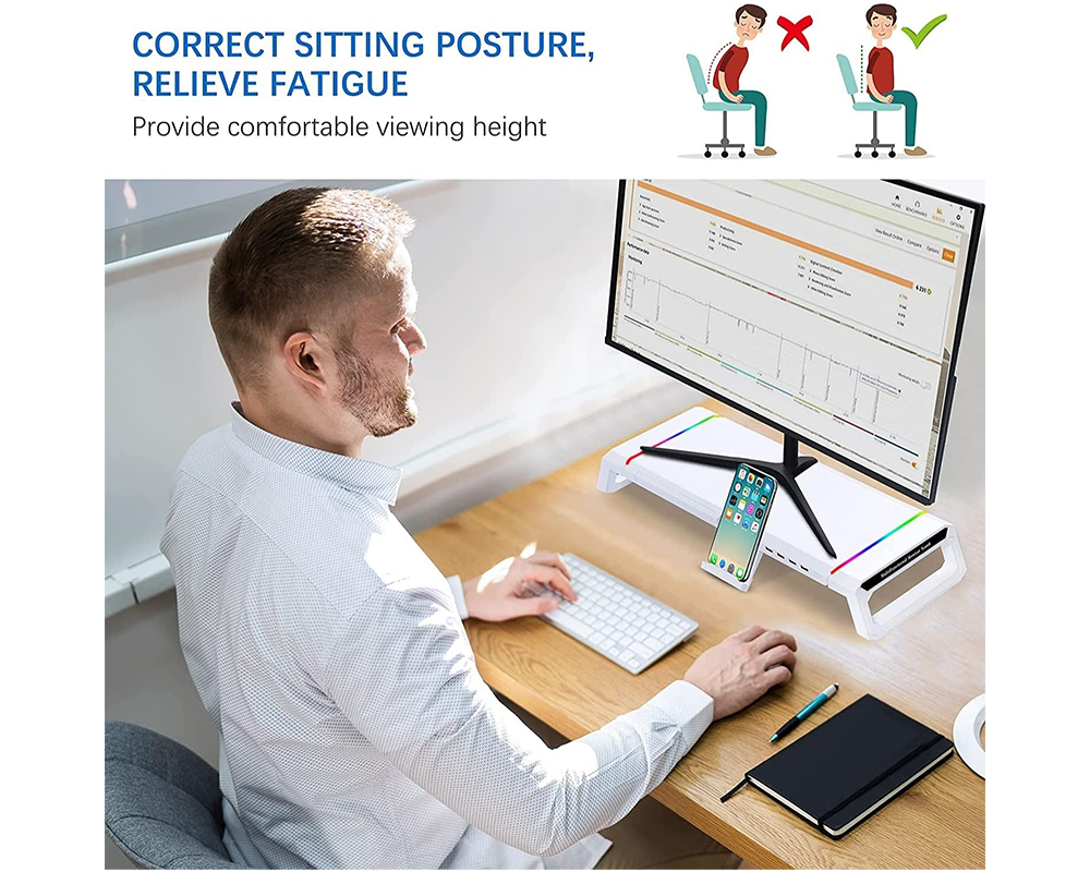 Monitor Stand Riser – Foldable Monitor Stand Riser with Storage & RGB