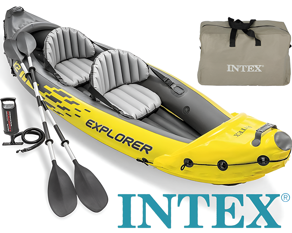 Intex Explorer K2 Kayak - 2-Person Inflatable Kayak Set with Aluminum Oars and High-Output Air Pump