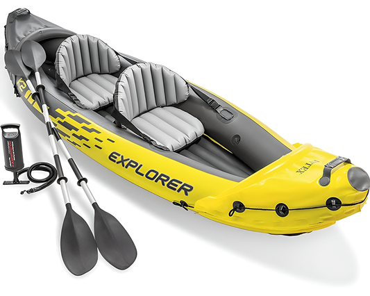 Intex Explorer K2 Kayak - 2-Person Inflatable Kayak Set with Aluminum Oars and High-Output Air Pump