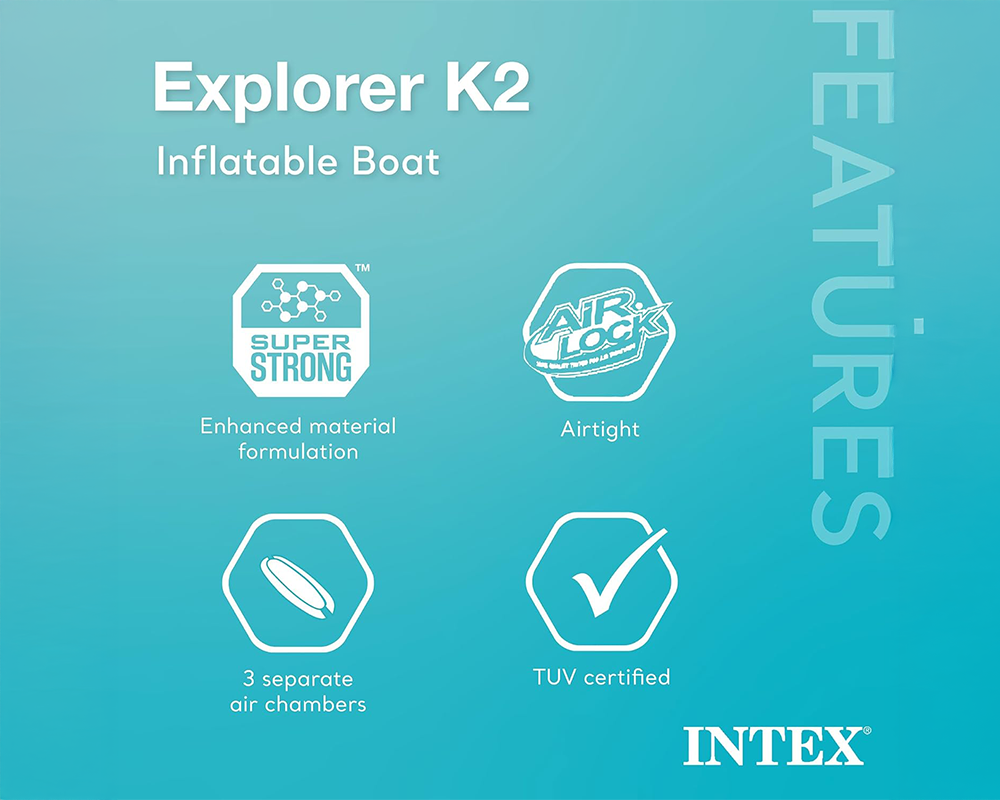 Intex Explorer K2 Kayak - 2-Person Inflatable Kayak Set with Aluminum Oars and High-Output Air Pump