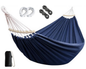 Outdoor Hammock – Portable Canvas Hammock 2 Person with Wooden Bar & Carry Bag