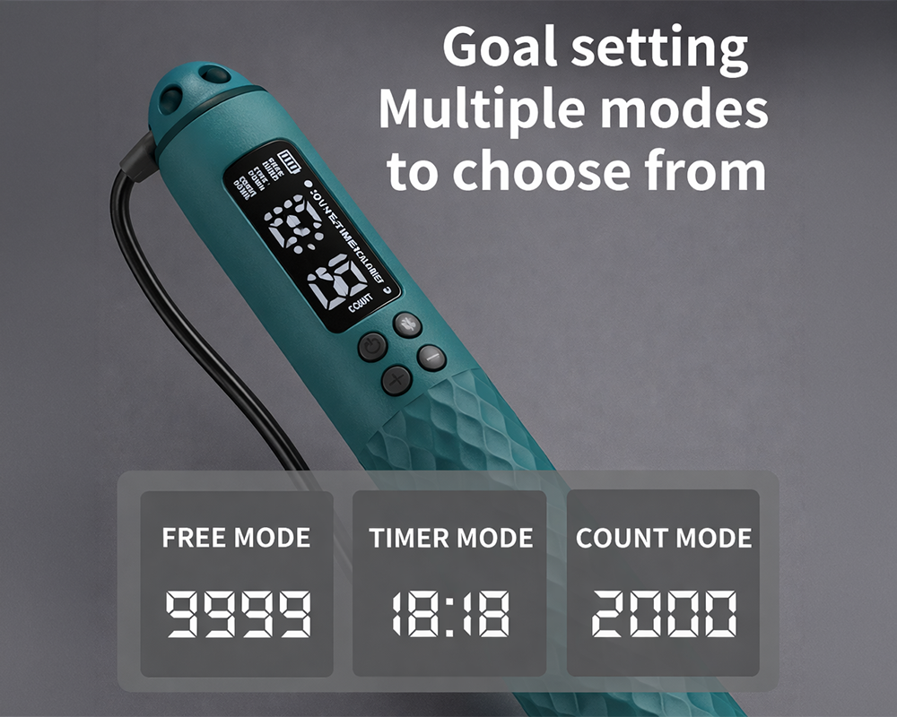Jump Rope with Calorie Counter - Digital Skipping Rope for Fitness with Weighted Handles