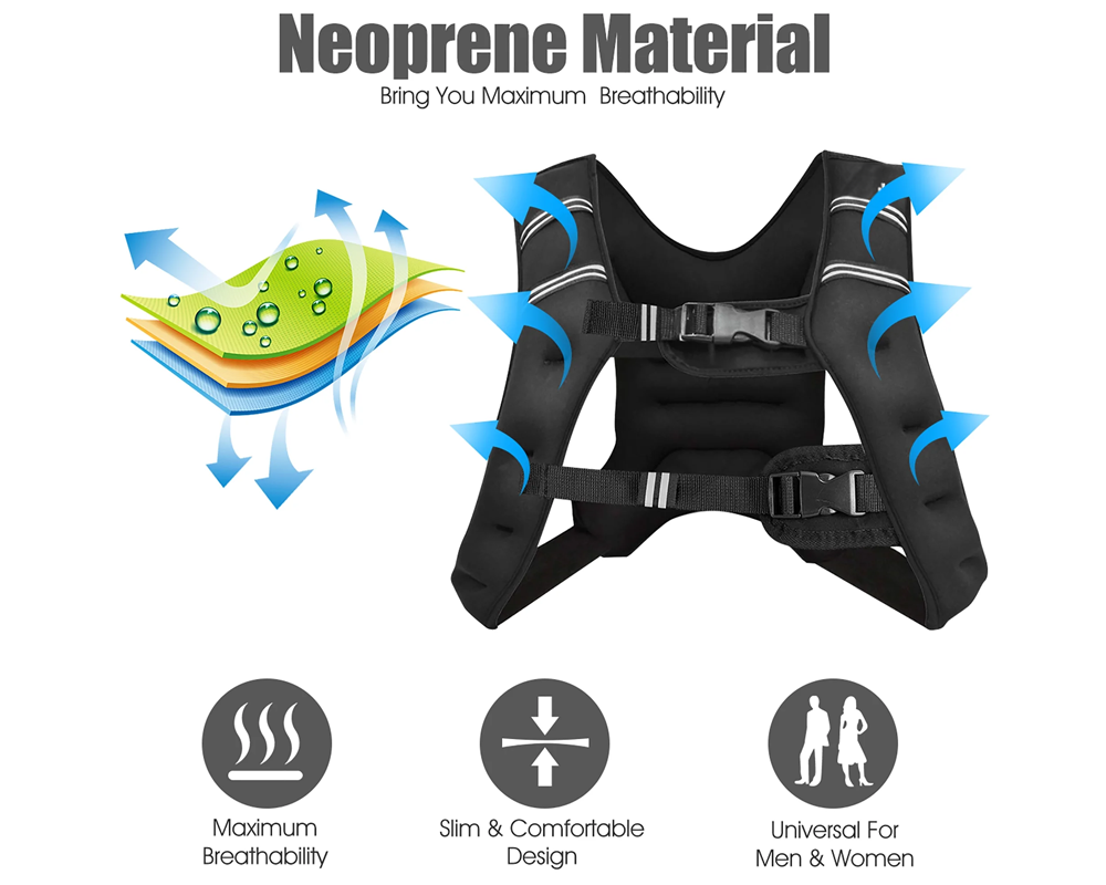 Weighted Vest 8KG – Adjustable Weighted Vest with Iron Sand & Reflective Straps for Home Fitness