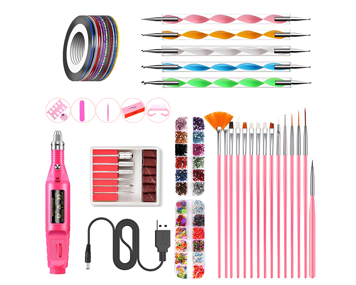 Nail Drill Machine – Electric USB Nail Art Kit for Manicure Pedicure with Tools