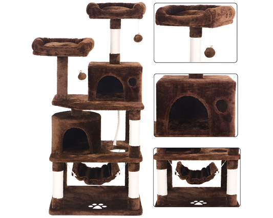 Cat Tree House - Multi-Level Cat Tree House with Hammock