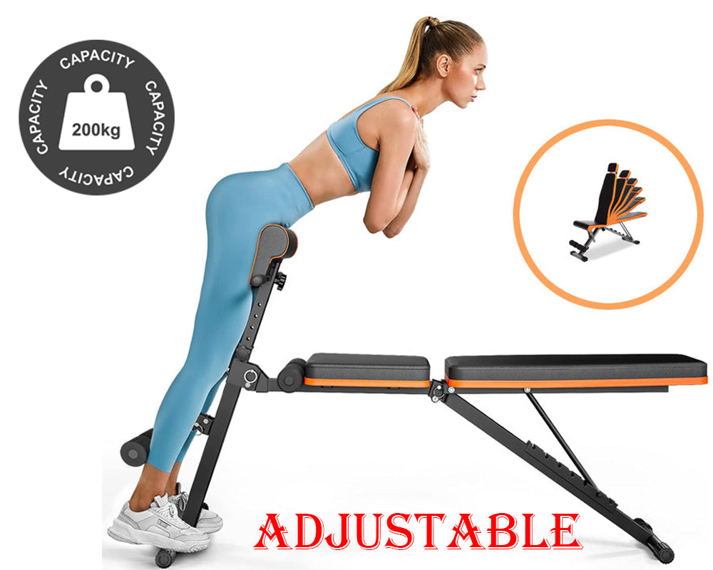 Exercise Bench Workout Bench – Adjustable Seat, 200 Kg Capacity, Folding, Flat/Incline/Decline Positions