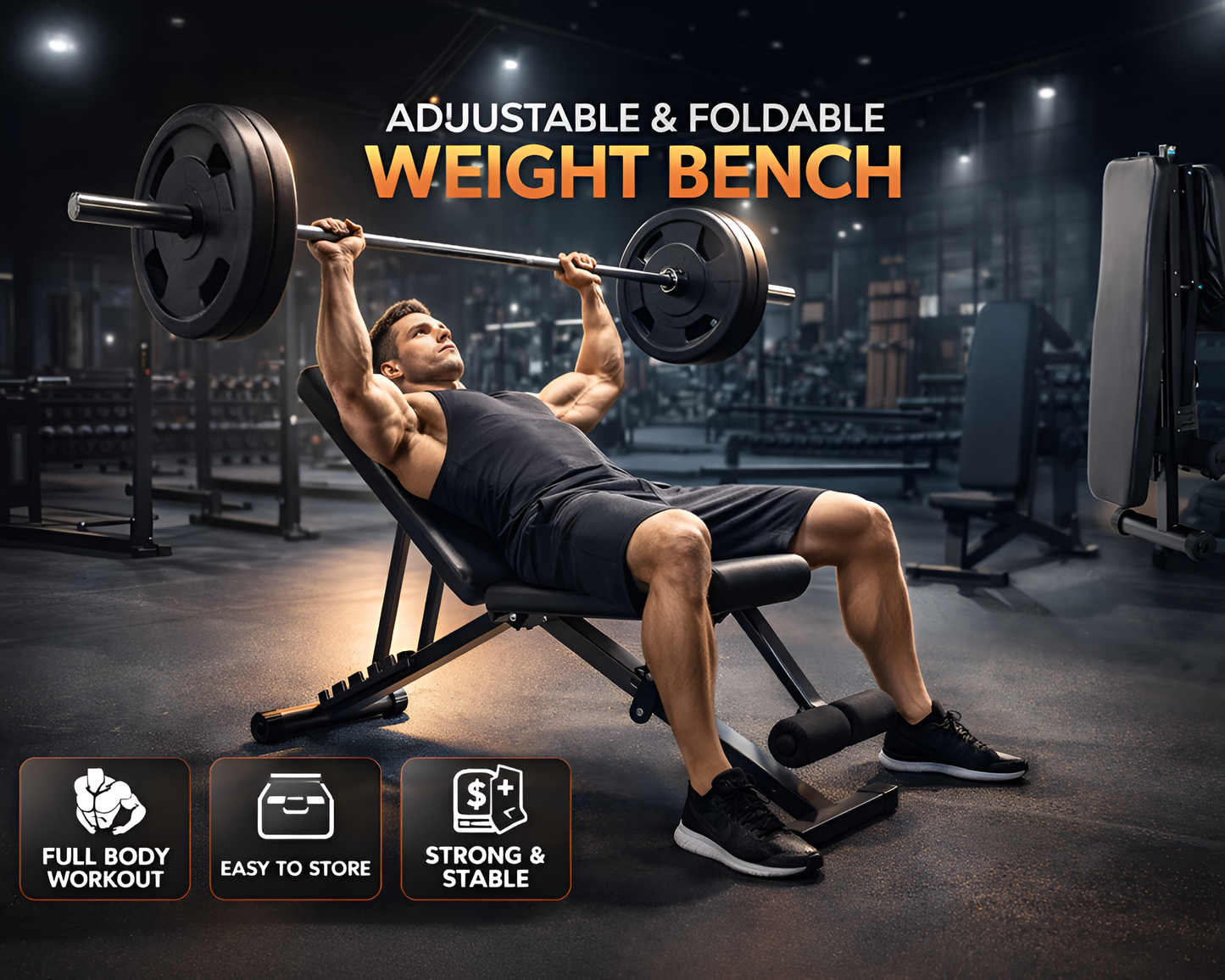 Fitness Bench, Adjustable Workout Bench, Gym Bench