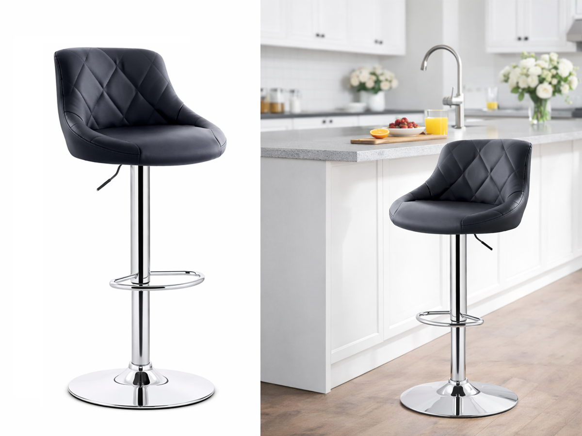 Adjustable Swivel Bar Stool - Faux Leather Kitchen Bar Seating