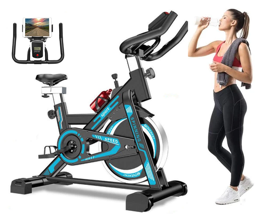 Exercise Bike Stationary Indoor Cycling Bicycle Spin Workout Home Gym Fitness Training Equipment Belt Drive Resistance LCD Monitor iPad Mount