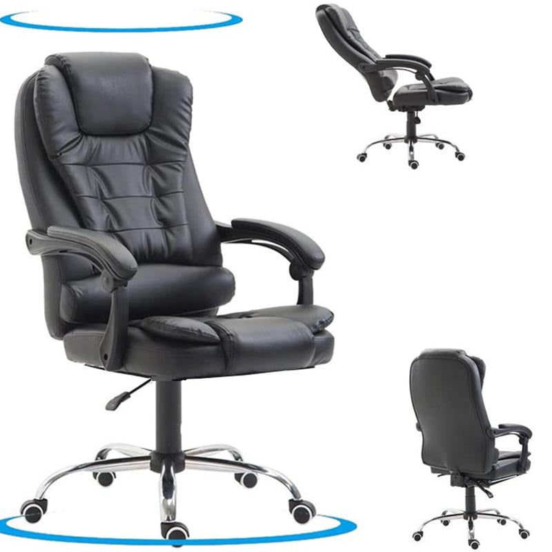 Office Chair Reclining PU Leather Executive Office Chair with Footrest Black
