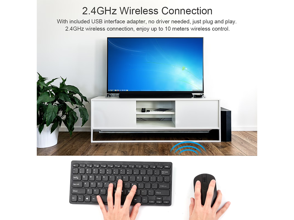 Wireless Keyboard and Mouse (White USB Type) for Laptop, TV Box, Computer - Includes Free Wireless Mouse