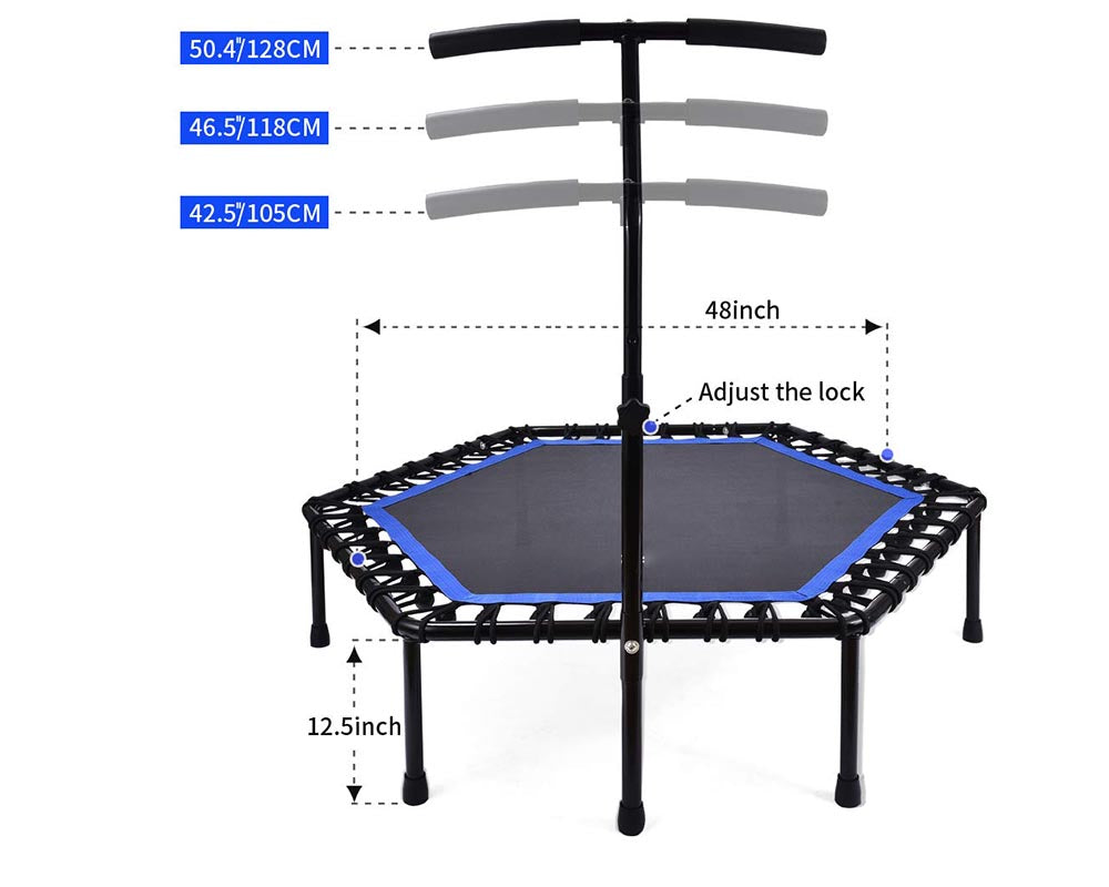48'' Fitness Trampoline with Adjustable Handle Bar