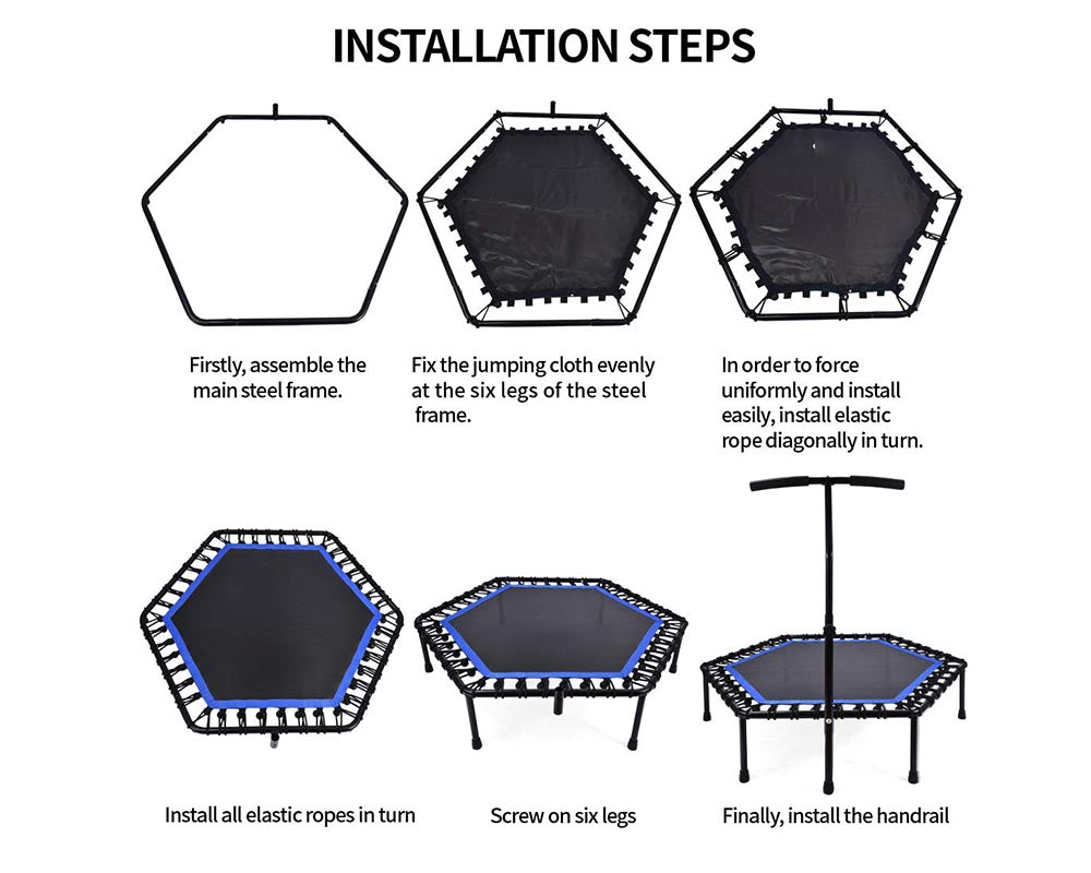 48'' Fitness Trampoline with Adjustable Handle Bar