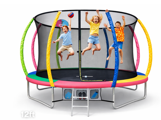 12FT Round Trampoline with Basketball Hoop