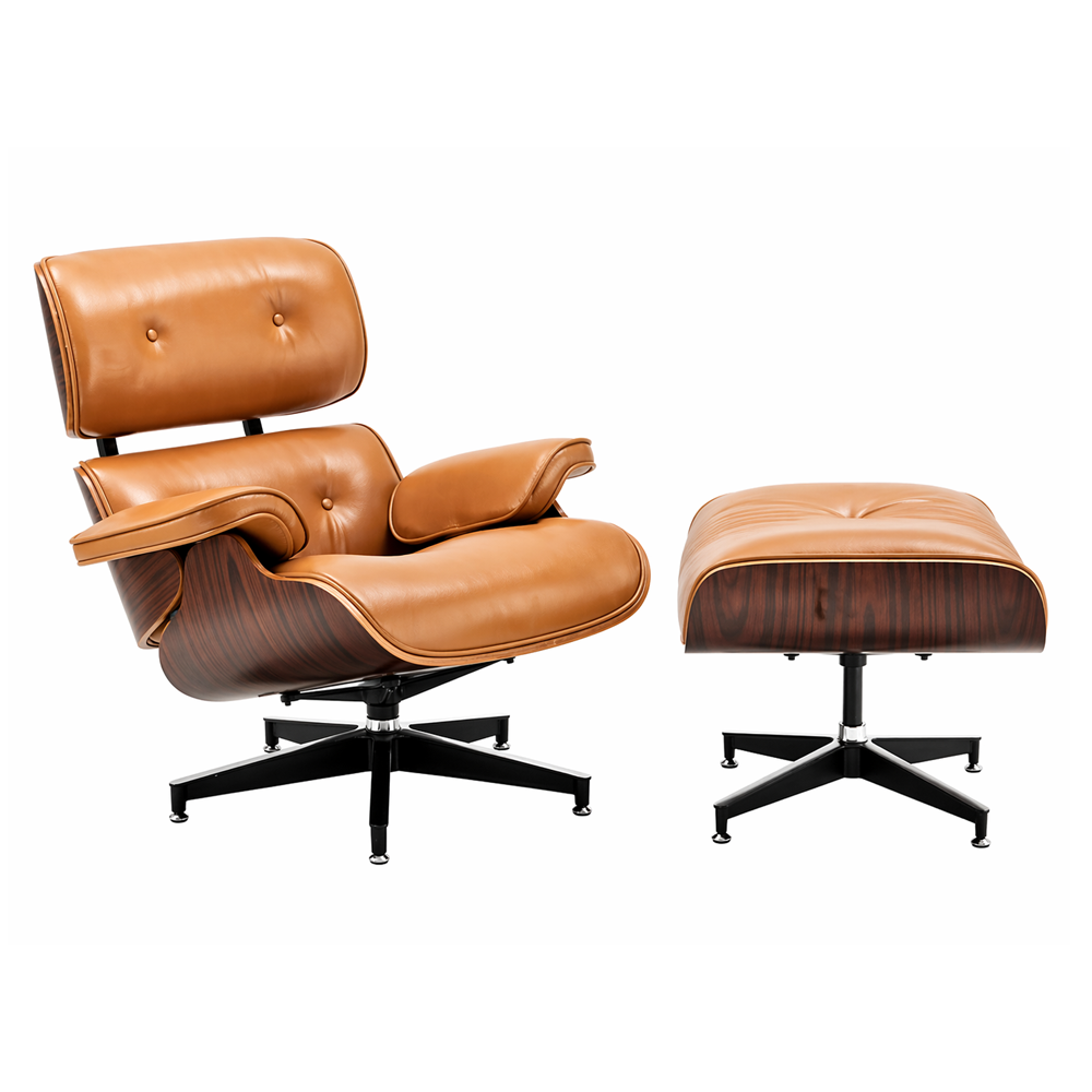 Luxurious Living Replica Leather Lounge Chair & Ottoman