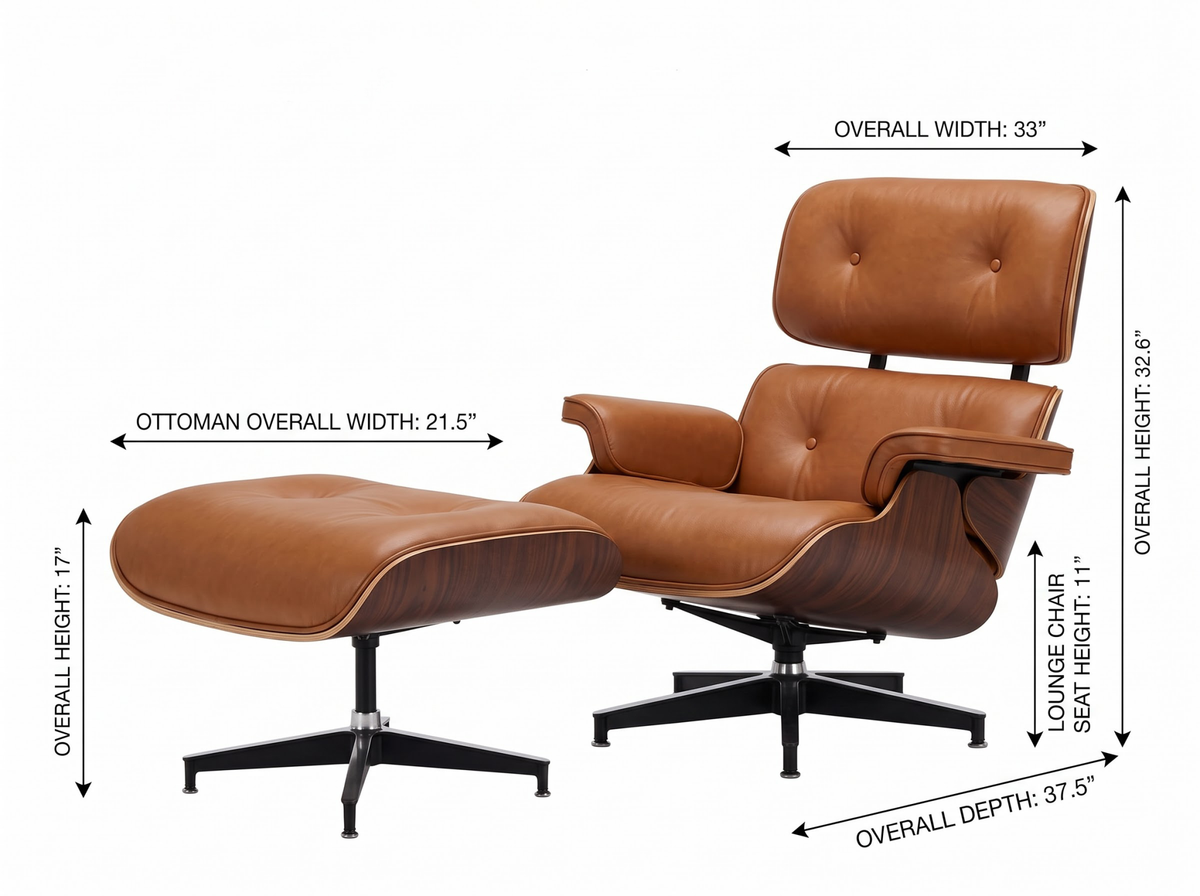 Luxurious Living Replica Leather Lounge Chair & Ottoman