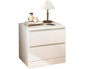 Bedside Table White– Minimalist Bedside Table with 2 Drawers for Small Spaces (45cm)