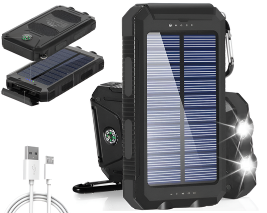 Orange Outdoor Solar Charger 20000mAh LED Lighting Waterproof Mobile Power Bank