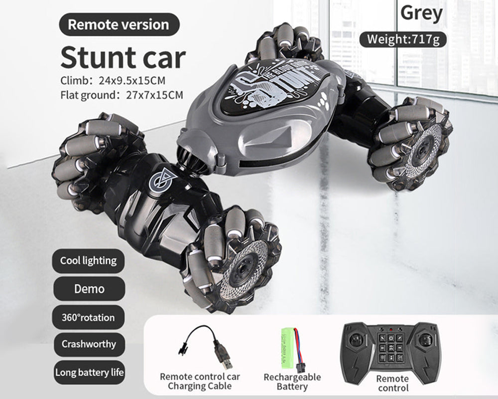 Stunt RC Car – 1:14 Scale 4WD Gesture-Controlled Remote Control Car with Lights Music – Perfect Birthday Gift for Boys and Girls Aged 4-12
