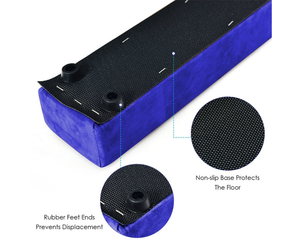 2.1M (6.9Ft) Gymnastics Folding Balance Beam – Sleek Black Synthetic Suede Balance Beam for Home Practice