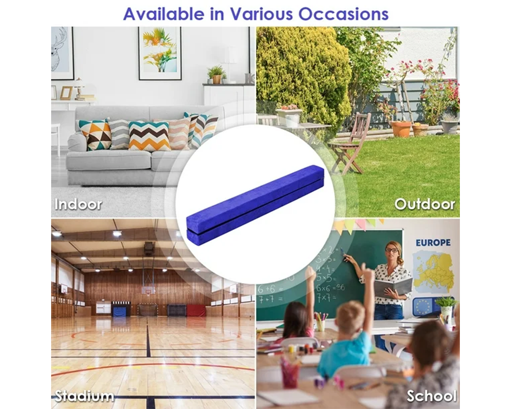 2.1M (6.9Ft) Gymnastics Folding Balance Beam – Sleek Black Synthetic Suede Balance Beam for Home Practice