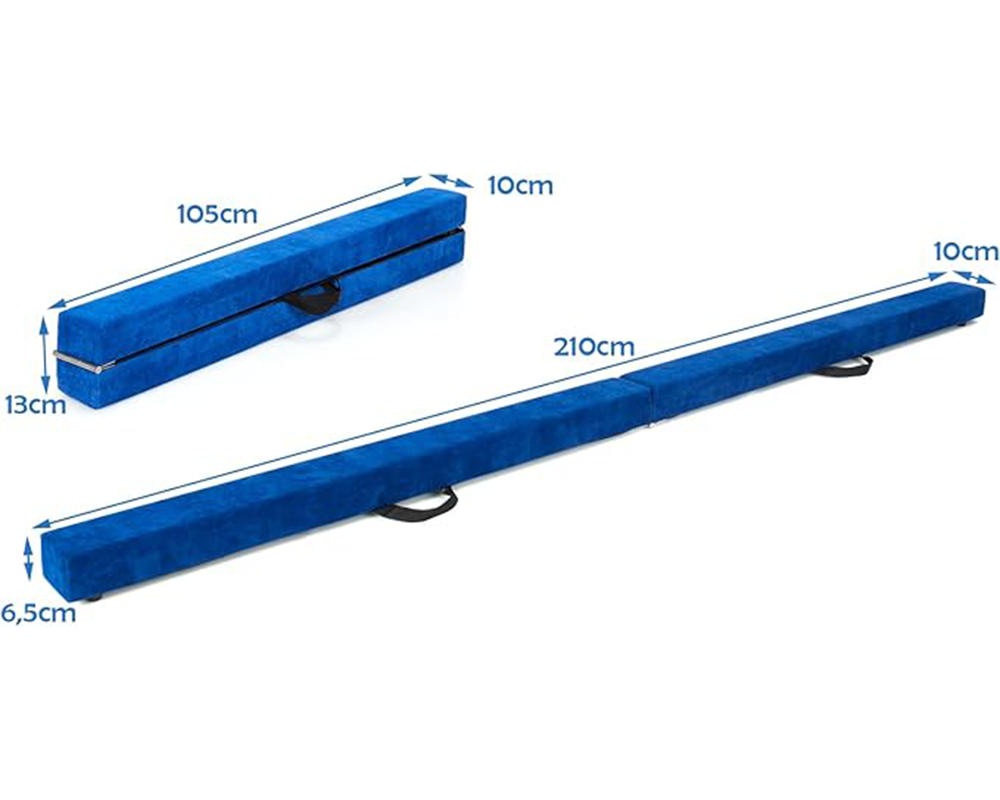 2.1M (6.9Ft) Gymnastics Folding Balance Beam – Sleek Black Synthetic Suede Balance Beam for Home Practice