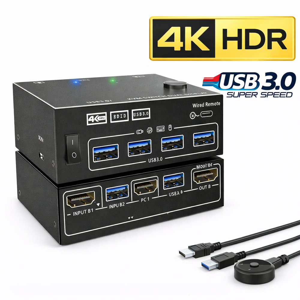 USB KVM Switch Splitter 4 Ports
