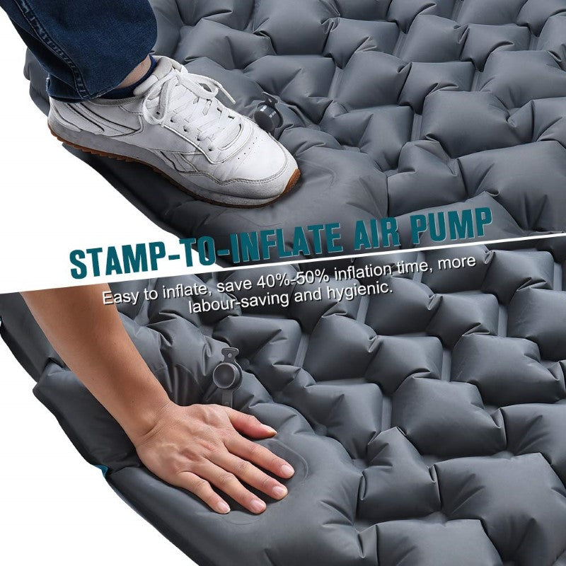 Car Air Mattres Self-Inflating Camping Pad – Ultralight Air Mattress for 2, Extra Thick, Connectable, with Built-In Foot Pump – Ideal for Backpacking, Hiking, and Camping