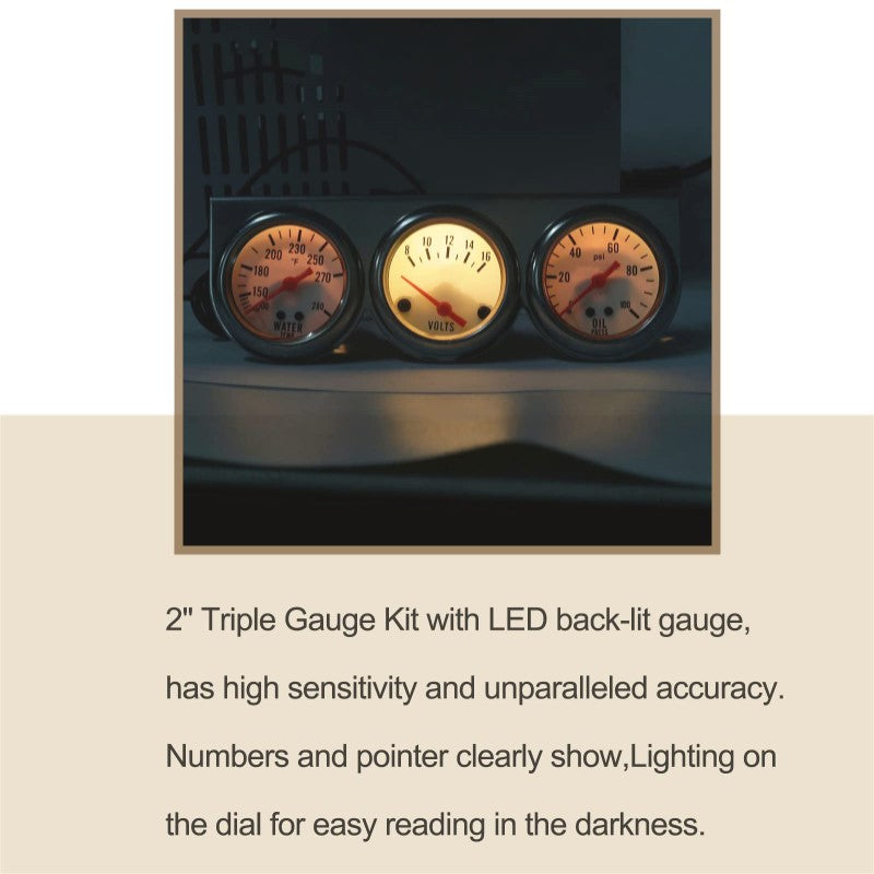 3in1 Oil Pressure Gauge for Car