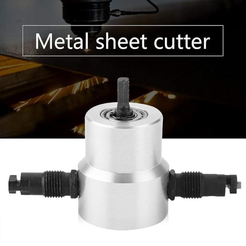 Adjustable Double Head Sheet Metal Nibbler Cutter Cutting Power Drill Attachment