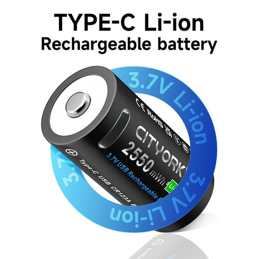 CR123A Battery – 4-Pack Rechargeable Lithium Batteries with USB Type-C Charging Cable