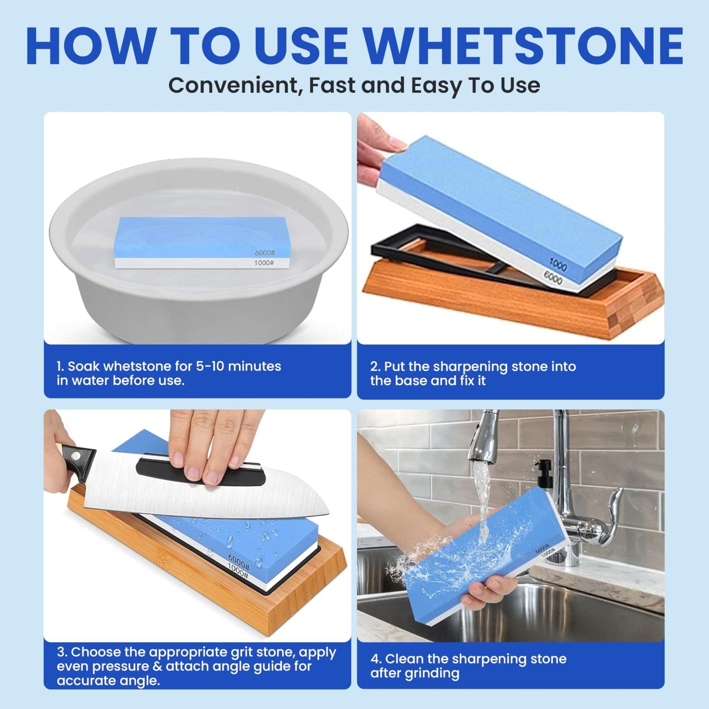 Knife Sharpener Whetstone Kit