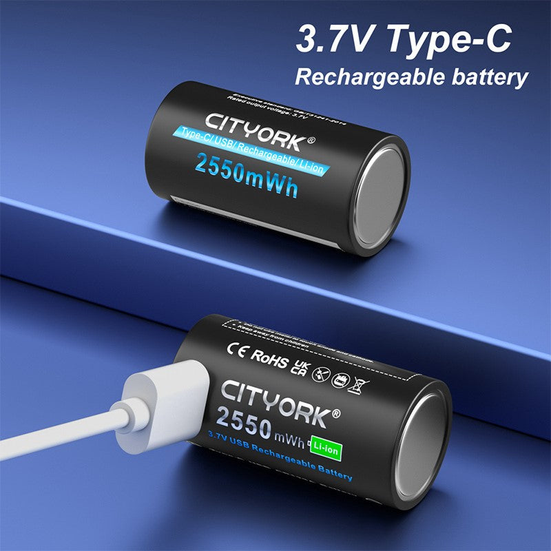 CR123A Battery – 4-Pack Rechargeable Lithium Batteries with USB Type-C Charging Cable