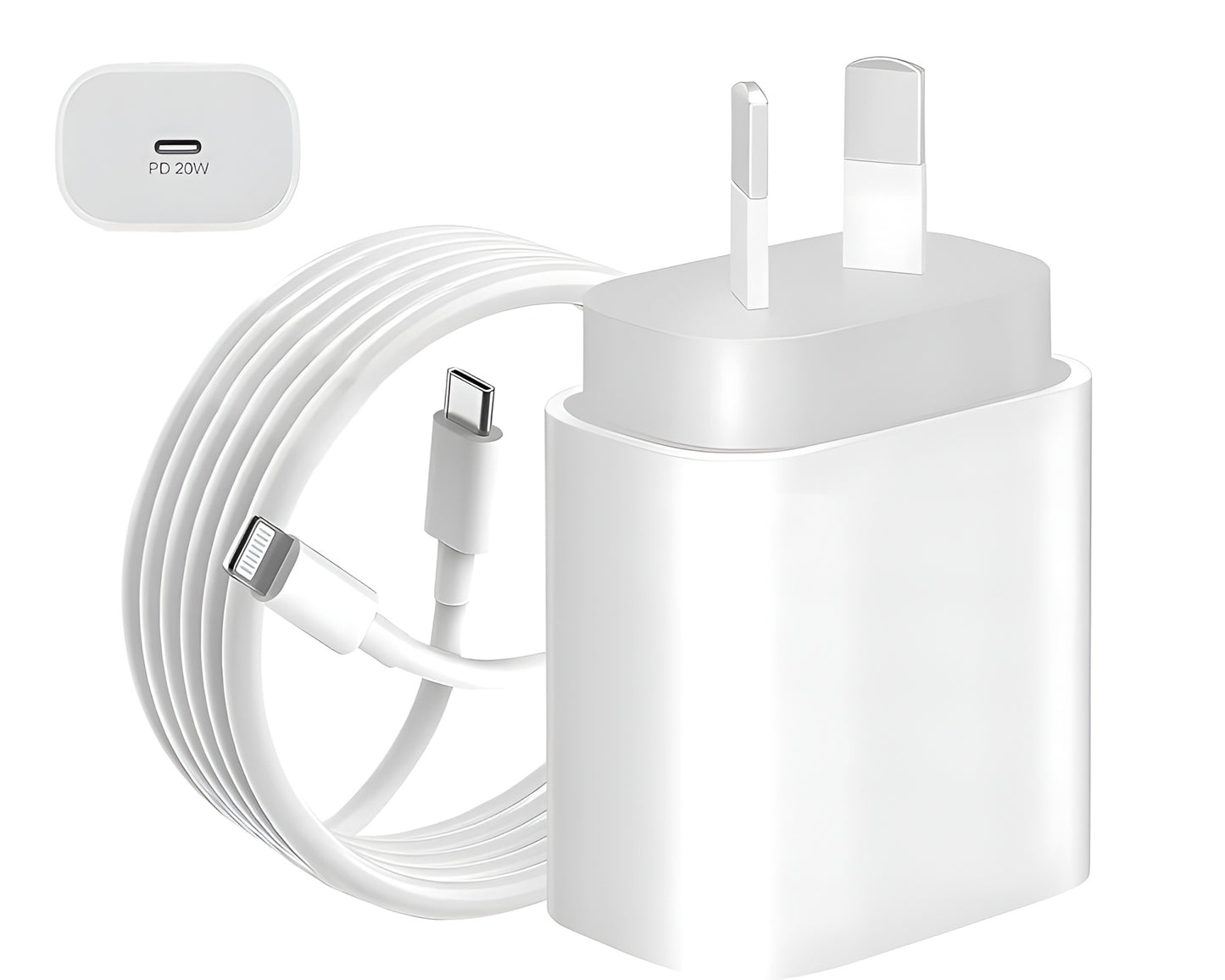 iPhone Fast Charger, 20W Adapter with 1m USB-C to Lightning Cable Compatible with iPhone 14/13/12/11/X/9, iPad, AirPods