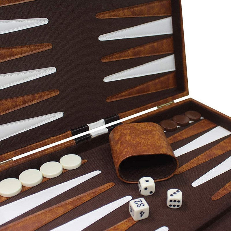 Backgammon Sets for Adults Leather Travel Backgammon Board Game with 30 Pieces