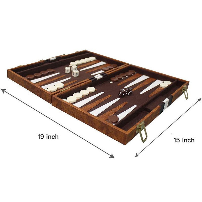 Backgammon Sets for Adults Leather Travel Backgammon Board Game with 30 Pieces