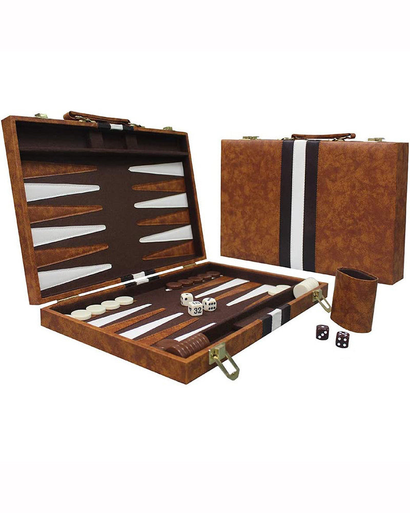 Backgammon Sets for Adults Leather Travel Backgammon Board Game with 30 Pieces