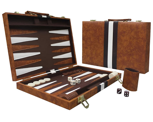 Backgammon Sets for Adults Leather Travel Backgammon Board Game with 30 Pieces