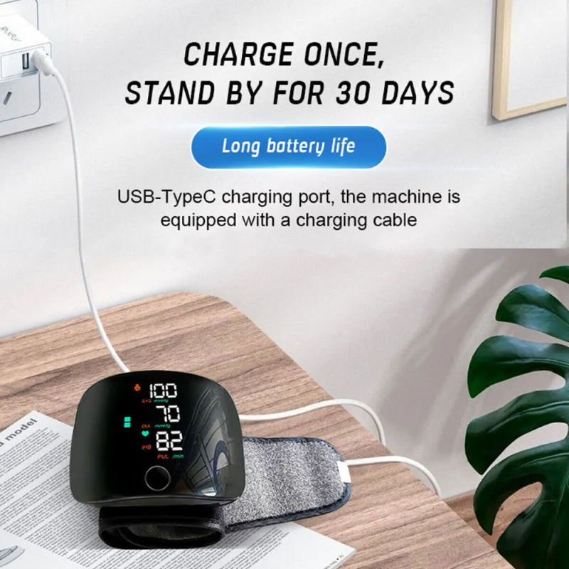 Automatic LCD Wrist High Blood Pressure Monitor - Digital Heart Rate Gauge Machine