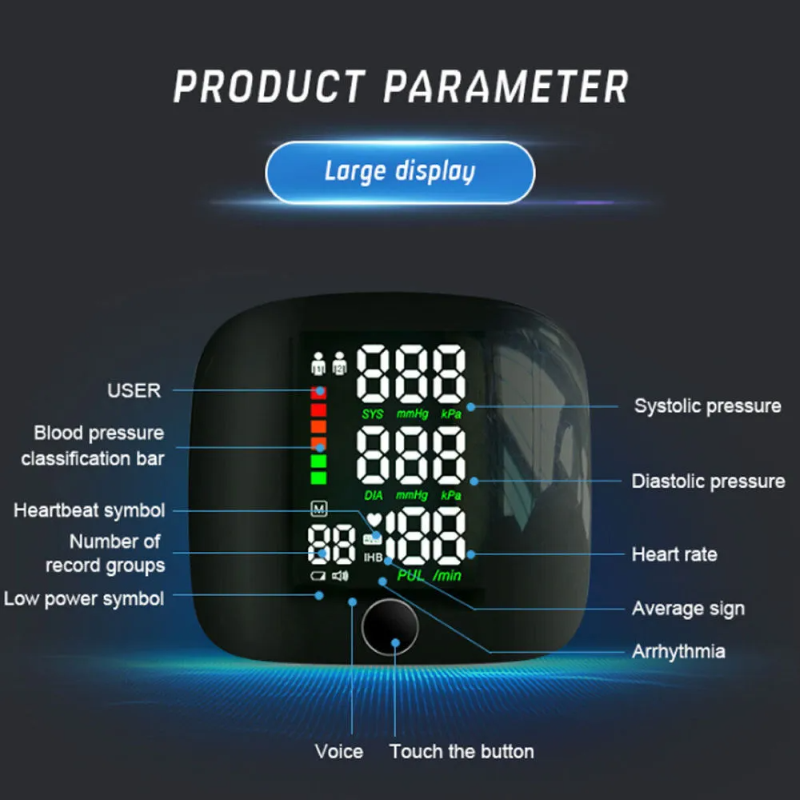Automatic LCD Wrist High Blood Pressure Monitor - Digital Heart Rate Gauge Machine