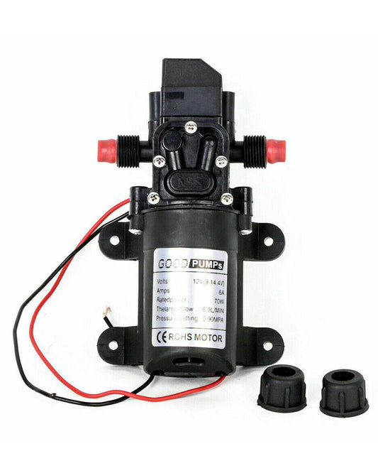 70W Water Pump 6L/Min 12V 130PSI High Pressure Self-Priming for Caravan, Camping, Boat – Durable and Versatile Pump